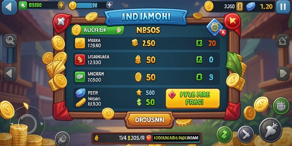Tampilan antarmuka yang user-friendly untuk pemain baru.